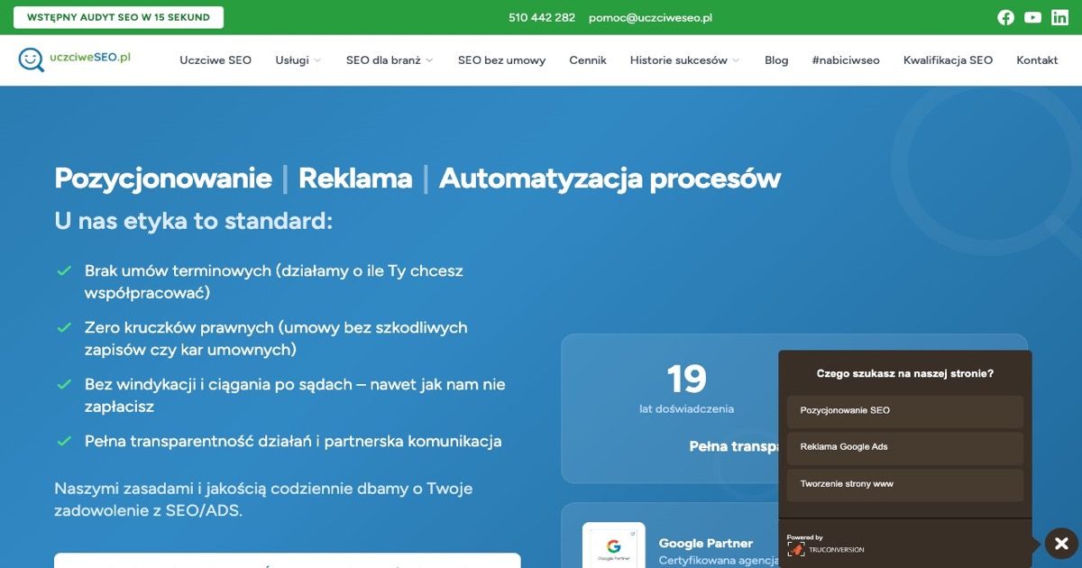 UczciweSEO - agencja SEO bez umowy długoterminowej